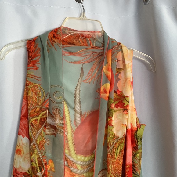 Lightweight Sheer Floral Spring Wrap Scarf | Armholes | SZ S - Picture 7 of 7